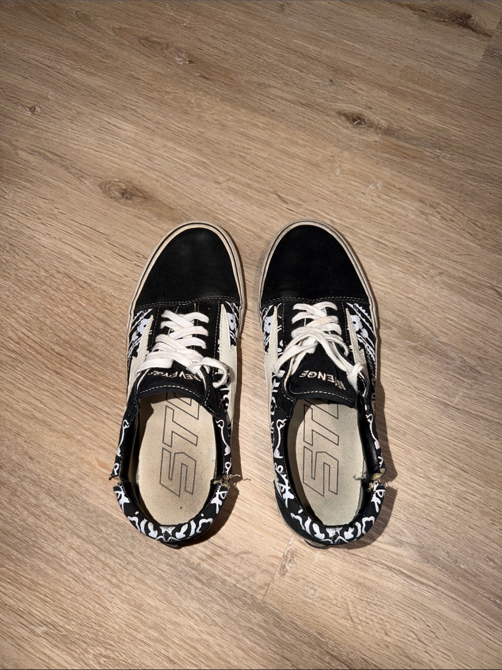 Revenge X Storm Black & White Bandanna Style Low-Top Sneakers